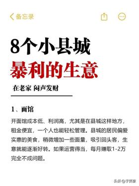 8个小县城可做的暴利生意